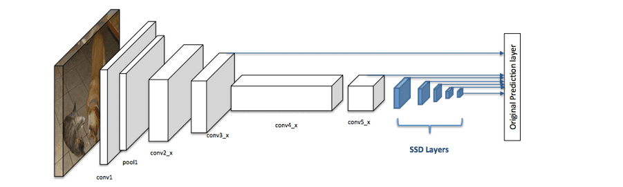 Architecture of a convolutional neural network with an SSD detector