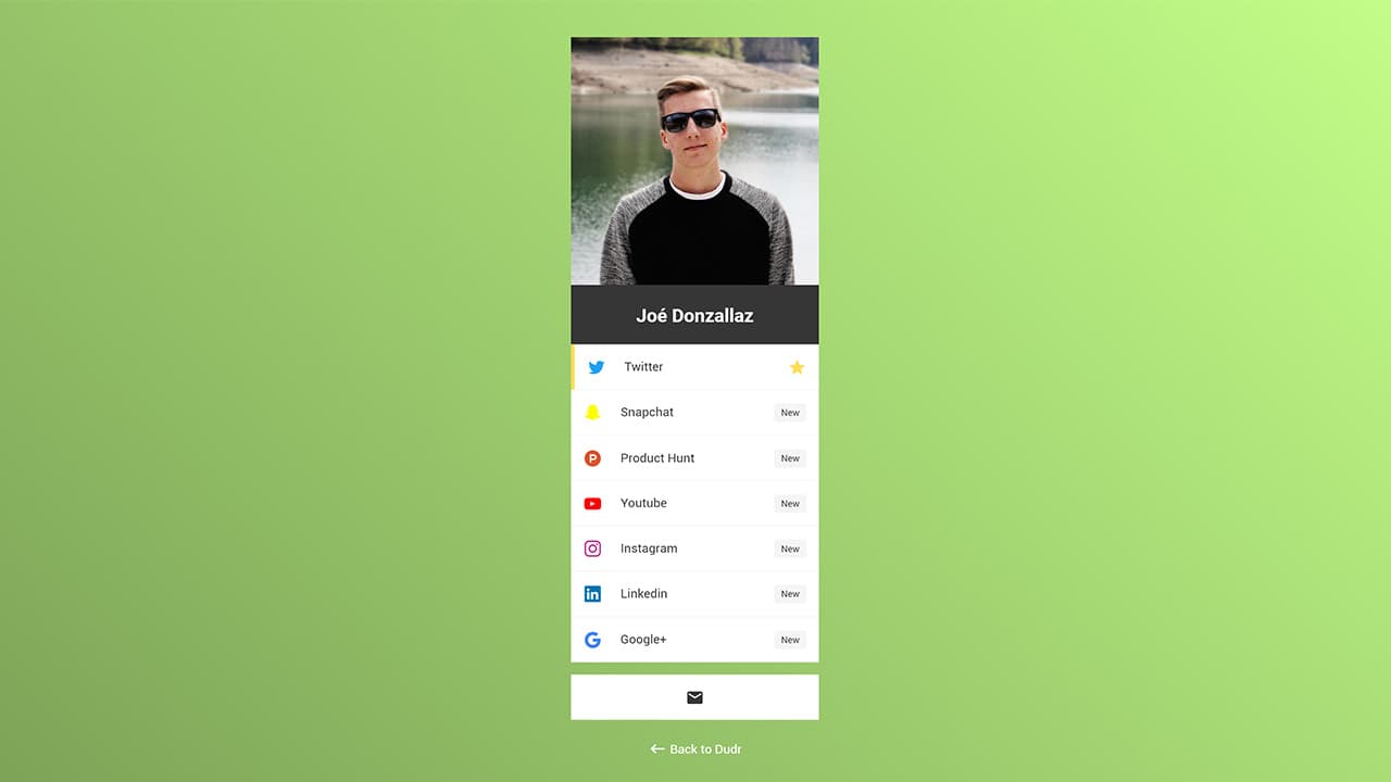 A user profile with many social links